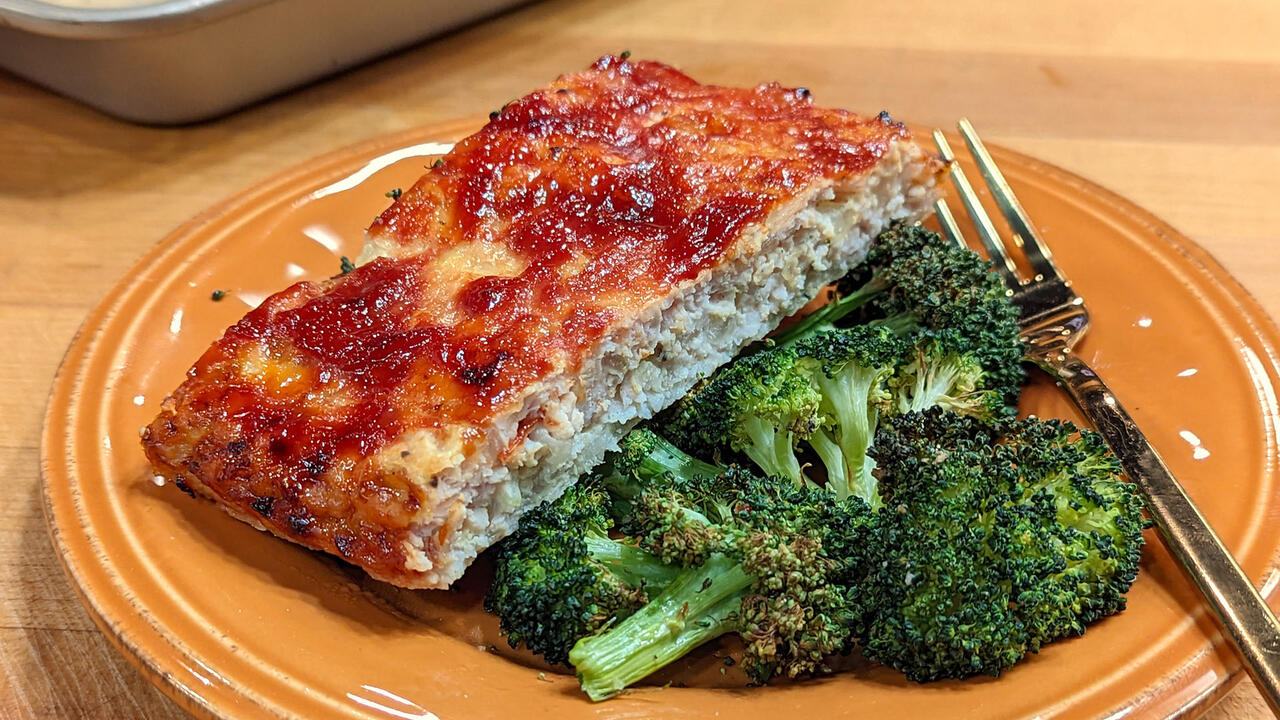 Turkey Meatloaf with Roasted Broccoli | Healthy Sheet Pan Dinner | Recipe
