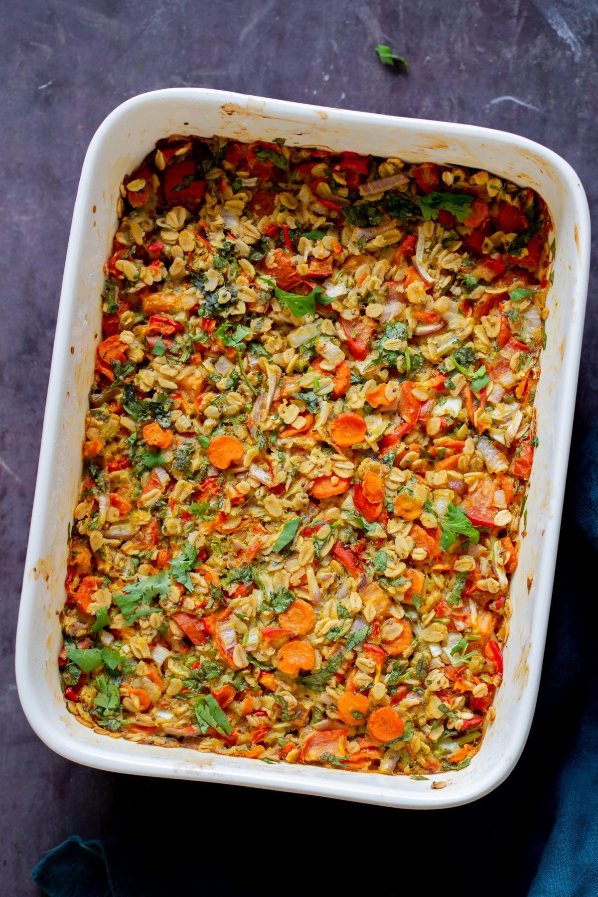 Spiced Savory Baked Oatmeal with veggies
