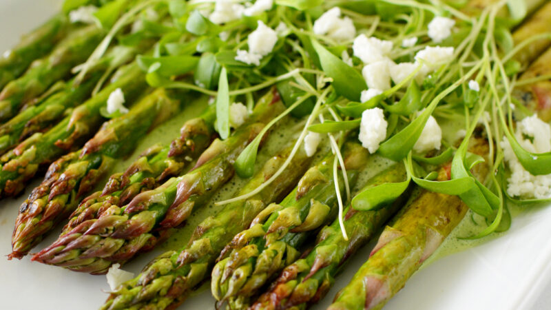 Chargrilled Asparagus with a Herb and Yogurt Dressing