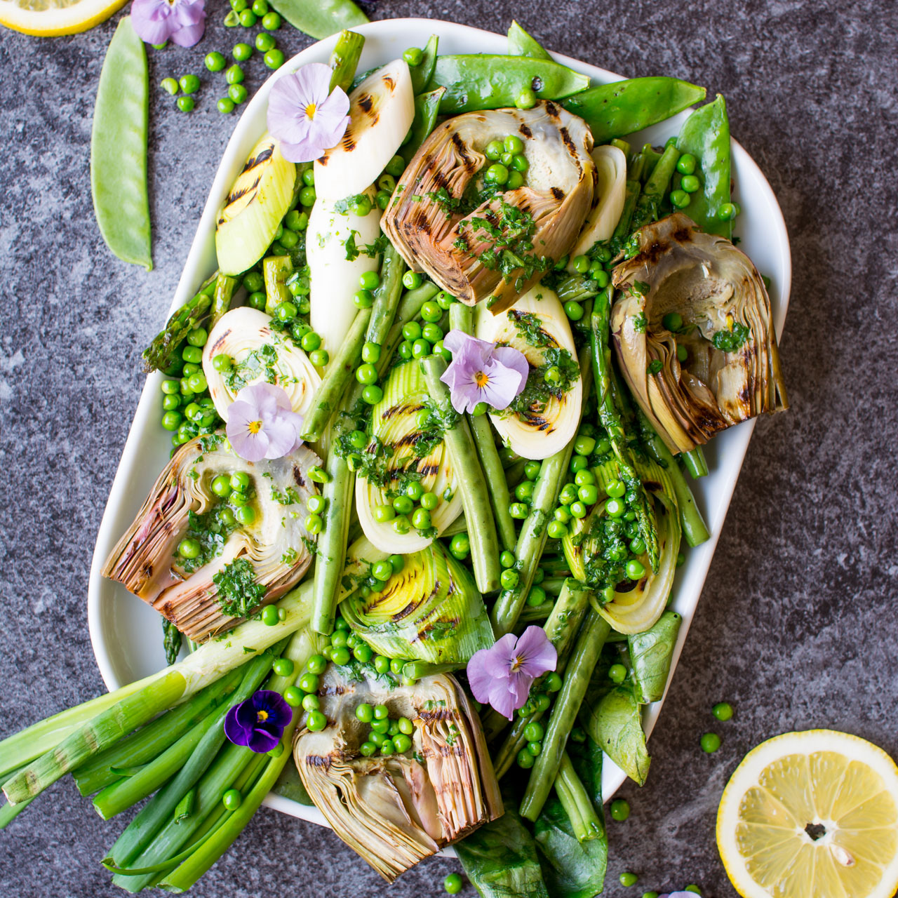 Grilled Spring Greens with Homemade Lemon Parsley Butter