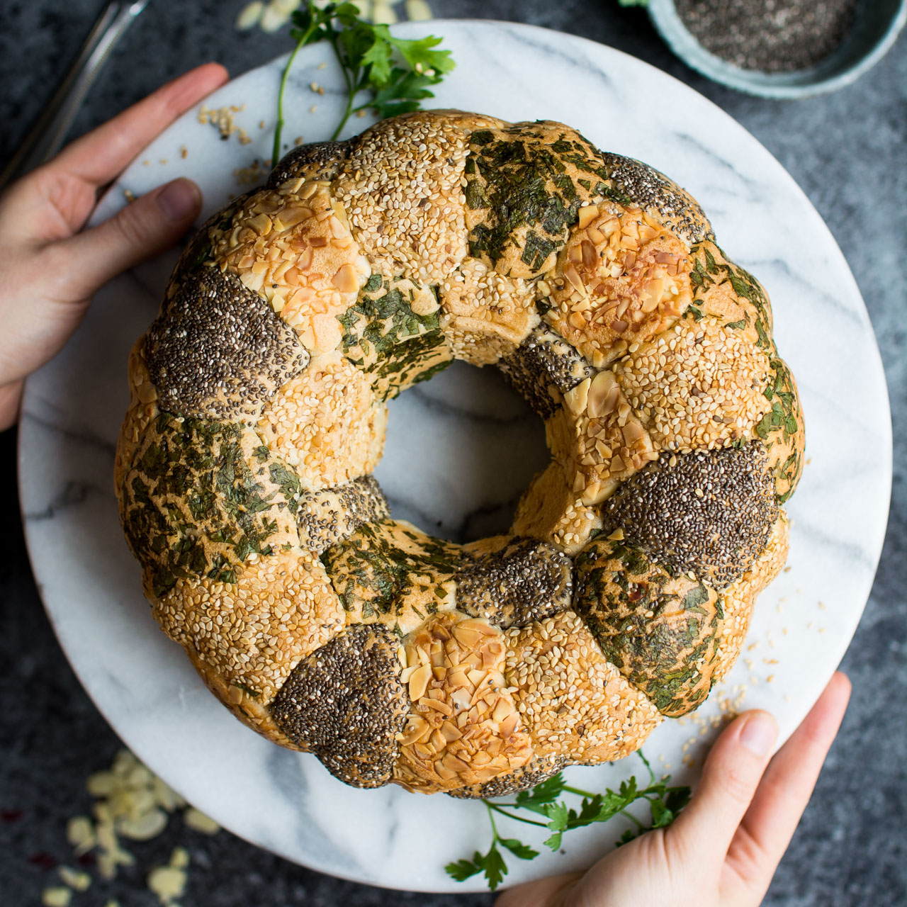 Tear and Share Bread with Herbs and Seeds