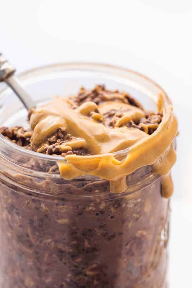 Healthy Peanut Butter Cup Overnight Oats