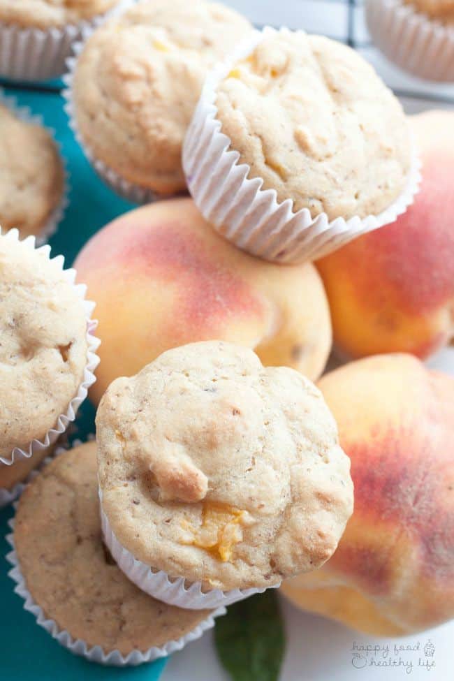 Whole Wheat Healthy Peach Muffins