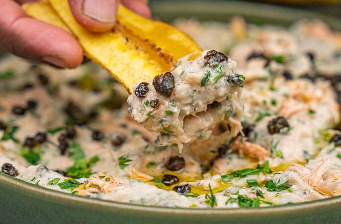 White Bean Dip with Salmon & Crispy Capers