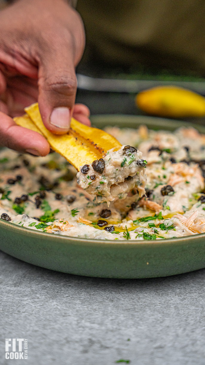 White Bean Dip with Salmon & Crispy Capers