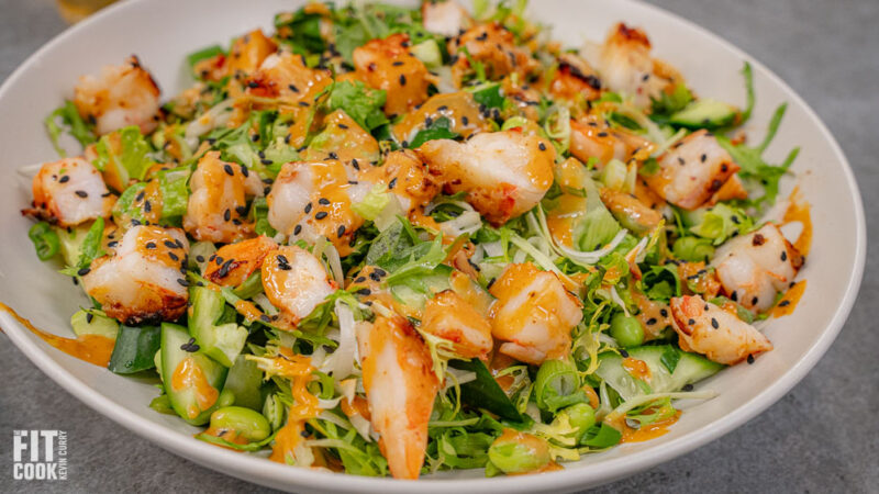Frisée Salad with Shrimp and Spicy Peanut Dressing